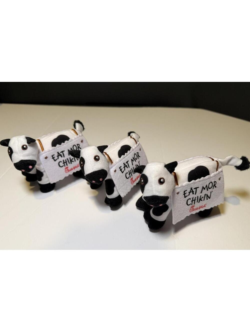 Chick-Fil-A Cow Plush Standing 6" Eat Mor Chikin Promotional 2024 - 3pk